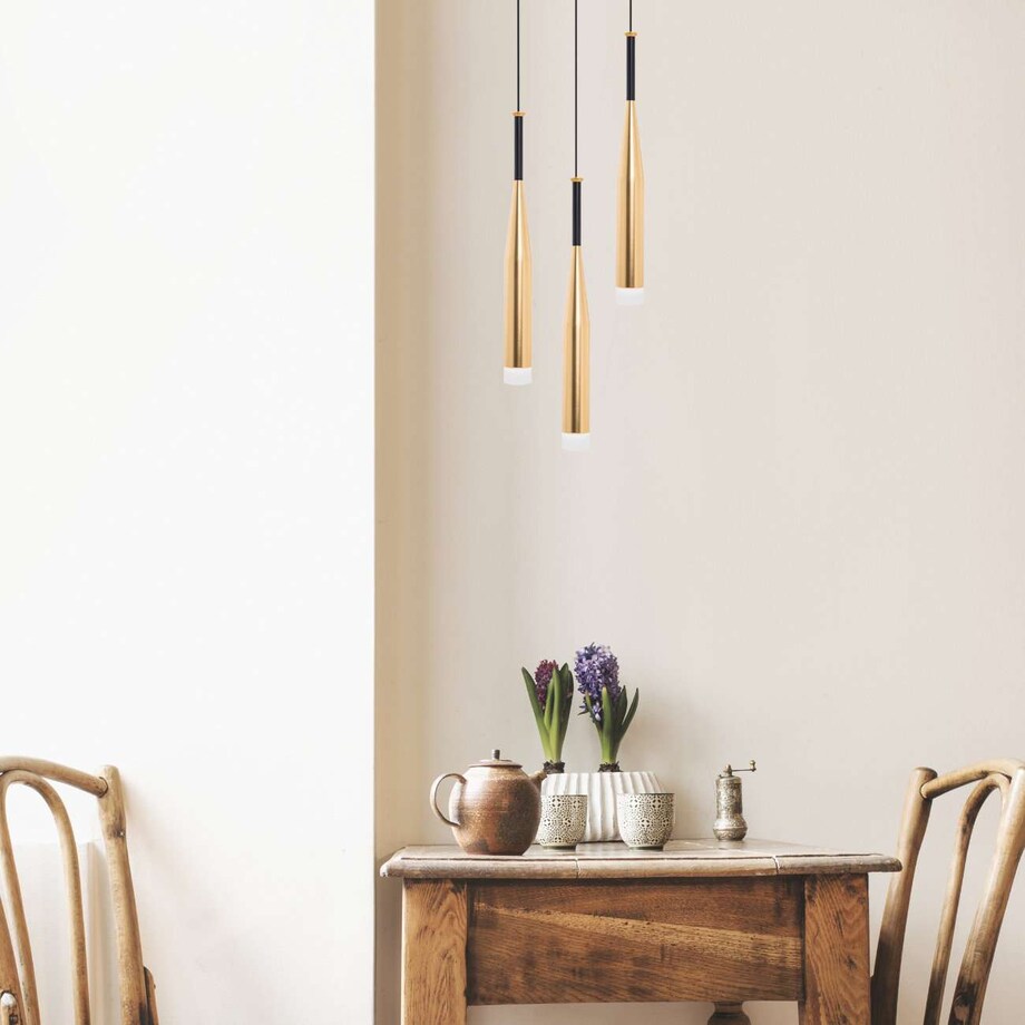 LAMPA wisząca CONTE MD1998A-3GL Zumaline metalowa OPRAWA loftowy ZWIS kaskada tuby złote