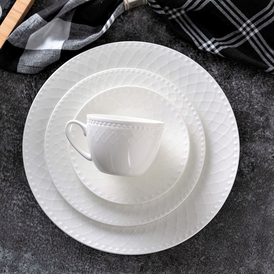 VILLA ITALIA Filiżanka porcelanowa 250 ml ze spodkiem ROMA white