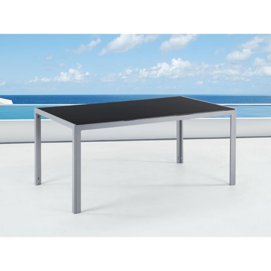 Stół ogrodowy CATANIA 160 cm 91 cm Szkło Czarny