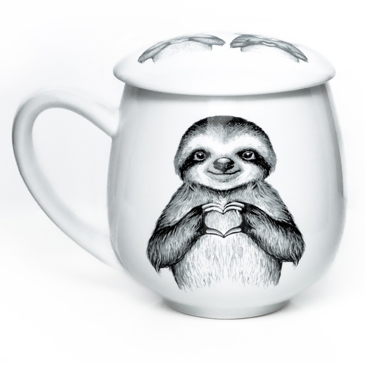 Kubek z zaparzaczem i pokrywką szop i leniwiec - idealny zestaw do parzenia herbaty, uroczy prezent dla mamy, taty, babci, dziadka