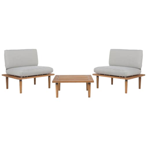 Zestaw ogrodowy ze stolikiem dla 2 osób FRASCATI Modułowy Certyfikowane drewno akacjowe Jasnoszary