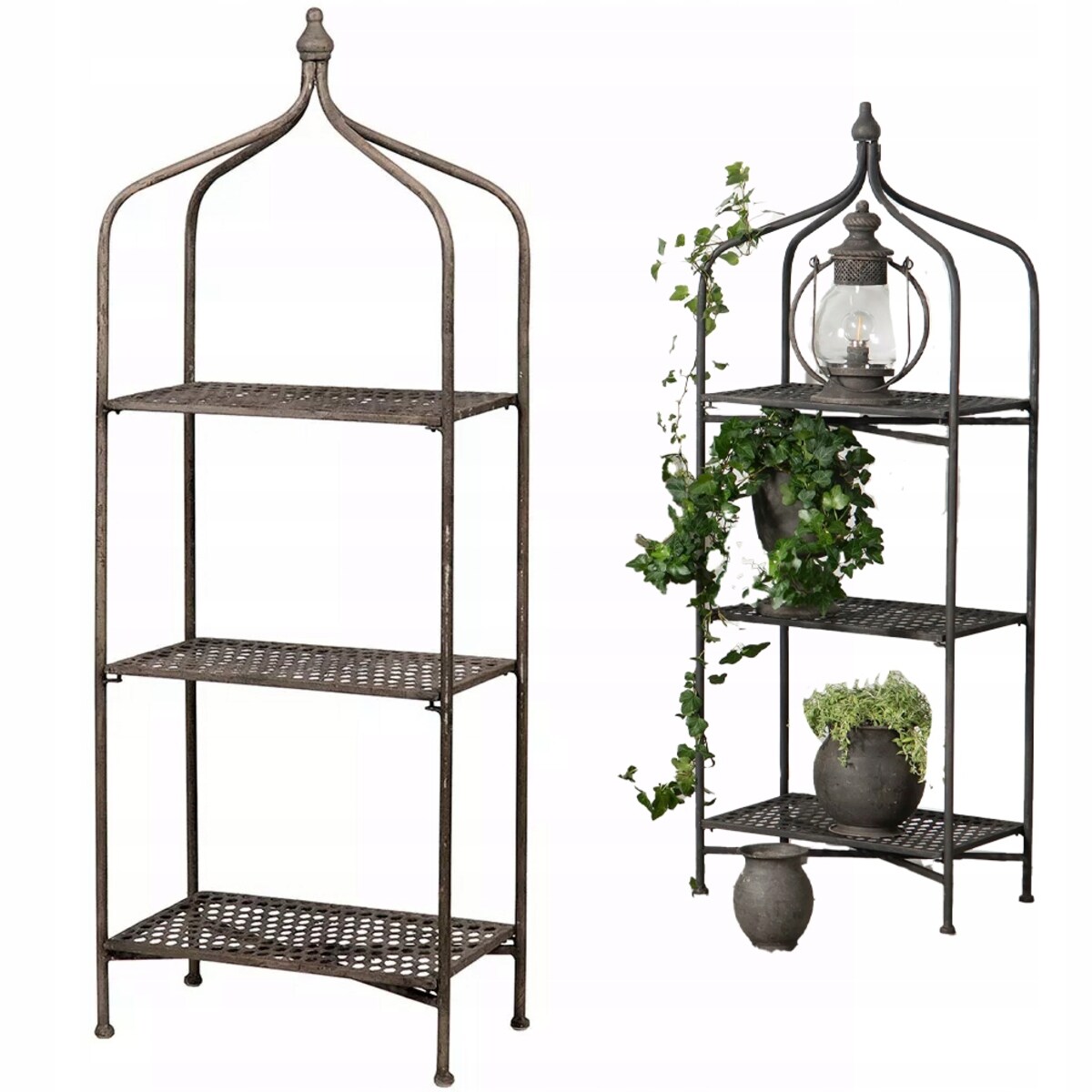 SZAFKA REGAŁ OGRODOWY METALOWY balkonowy na narzędzia rośliny kwietnik