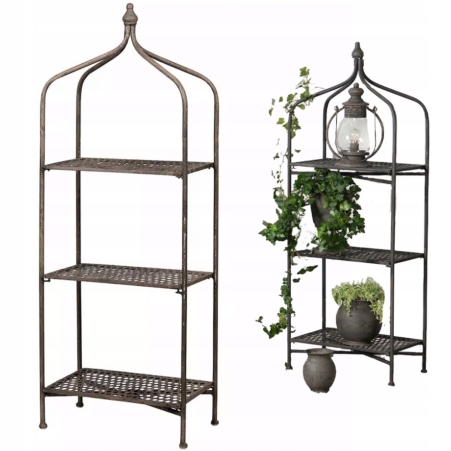 SZAFKA REGAŁ OGRODOWY METALOWY balkonowy na narzędzia rośliny kwietnik