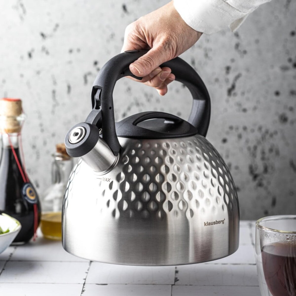Czajnik stalowy z gwizdkiem 3.0L indukcja gaz srebrny KLAUSBERG