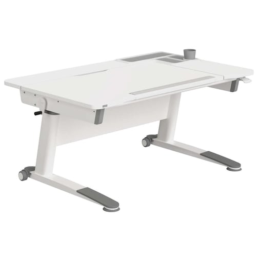 Ergonomiczne, regulowane biurko PAIDI JARO 120 cm – kredowa biel (wersja prawa)