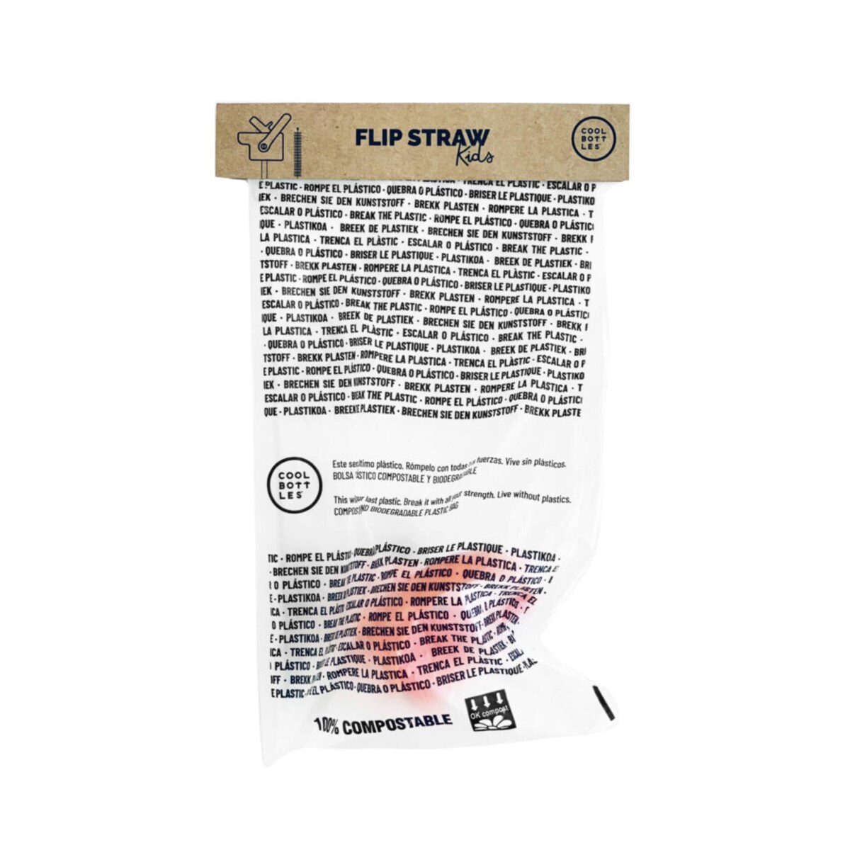 Cool Bottles Zakrętka ze słomką i czyścik Kids Orange