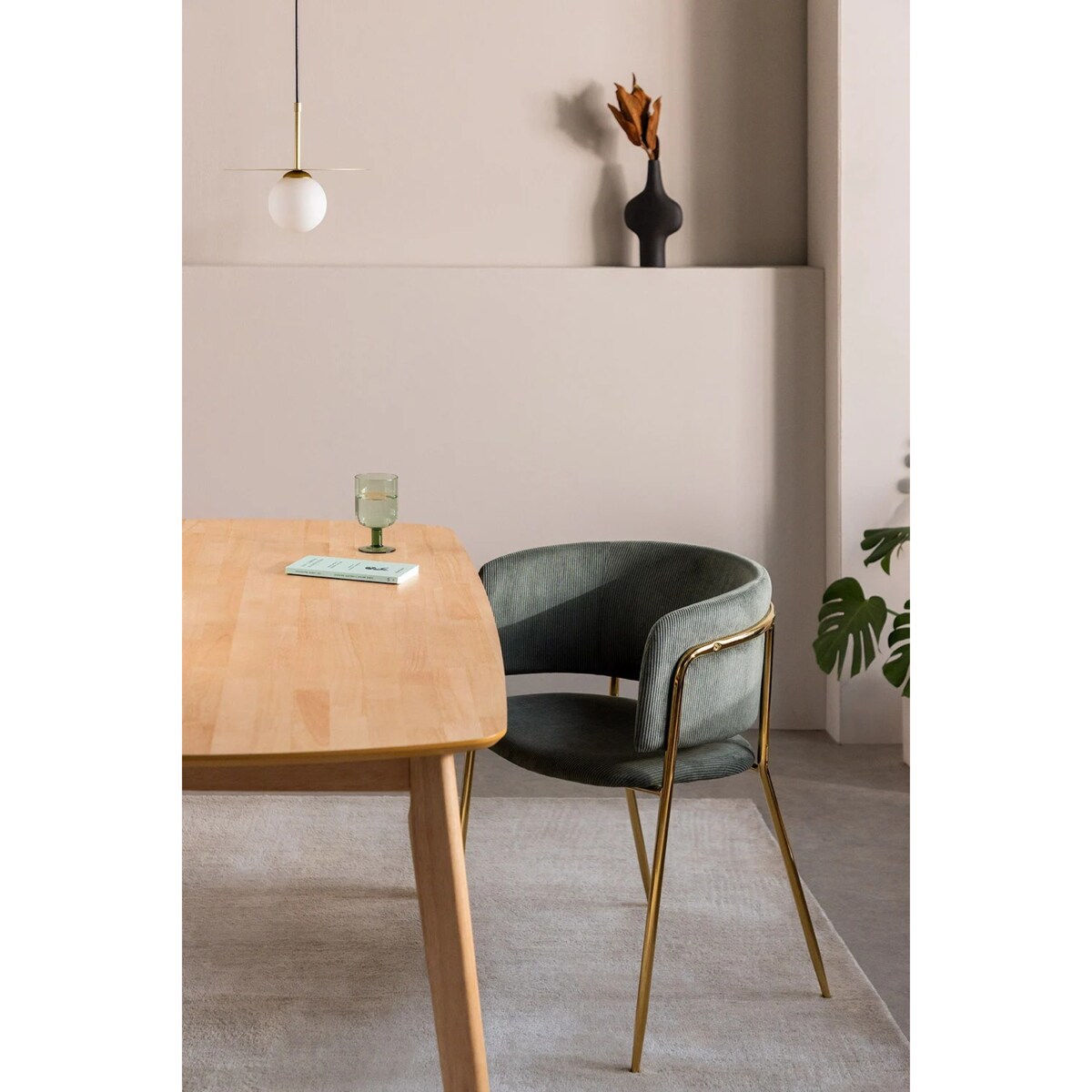 Krzesło sztruksowe, awokado złota podstawa Delta