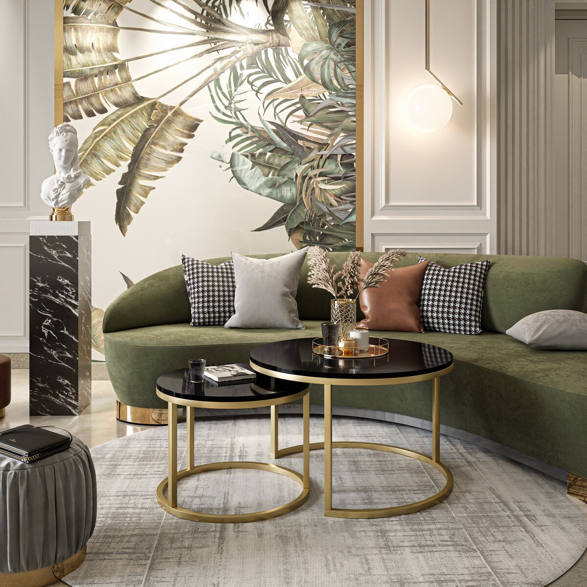 Okrągły stolik kawowy CIRI 2w1 złoty mat czarny połysk