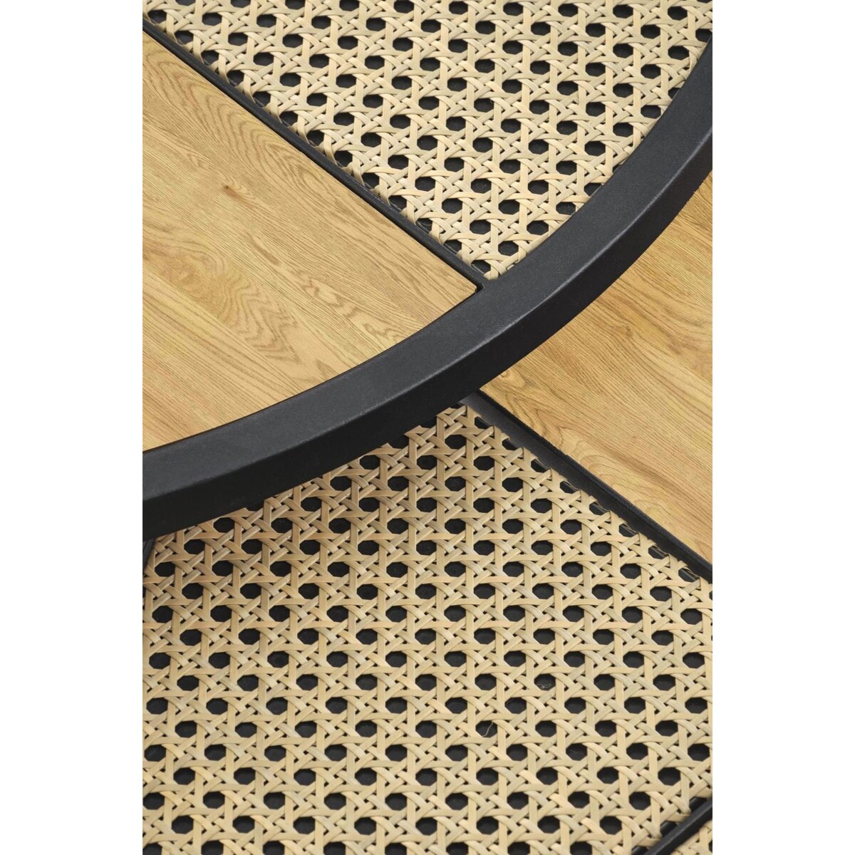 ZESTAW 2 STOLIKÓW Namiga RATTAN I METAL 70/36 i 50/30 cm