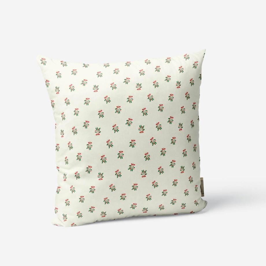 Świąteczna poduszka - Jemioła i kokardka