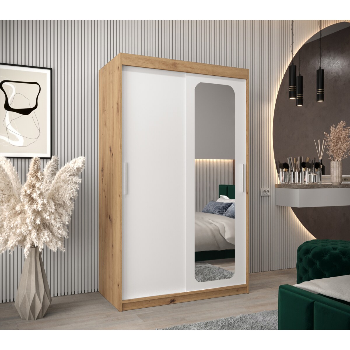 Szafa przesuwna Garderoba PROMO T2 120 artisan/biały