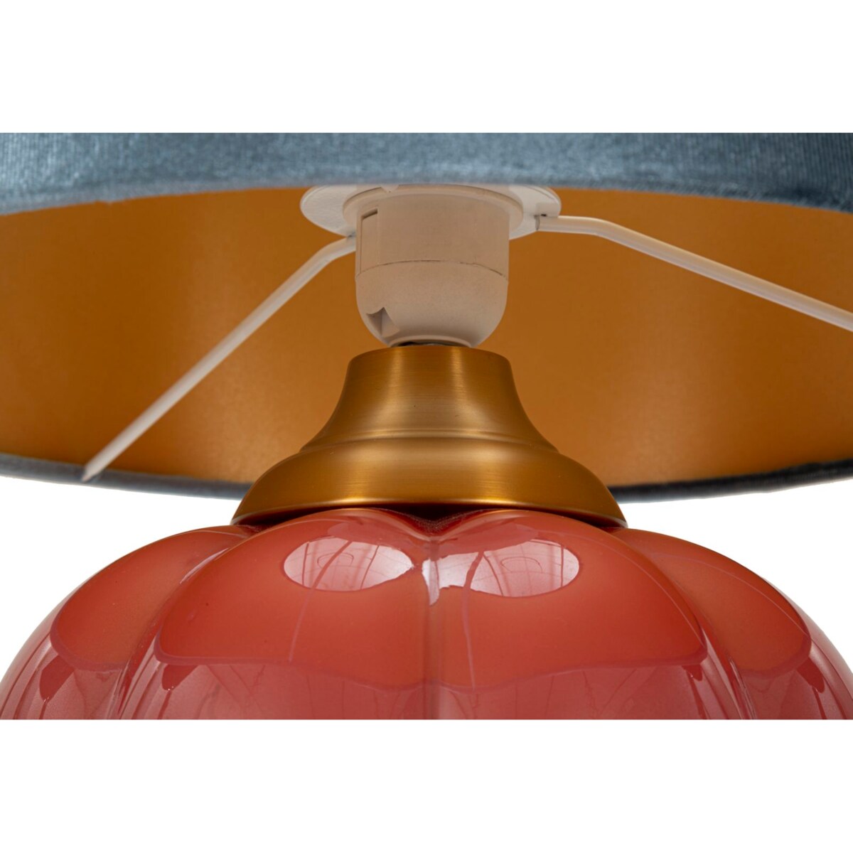 Lampa stołowa Helene Ball, kolor czerwony i niebieski, szkło, żelazo i tkanina, 32,5 x 32,5 x 50 cm, 1 x E27, do salonu i sypialni, Mauro Ferretti