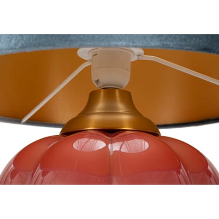 Lampa stołowa Helene Ball, kolor czerwony i niebieski, szkło, żelazo i tkanina, 32,5 x 32,5 x 50 cm, 1 x E27, do salonu i sypialni, Mauro Ferretti