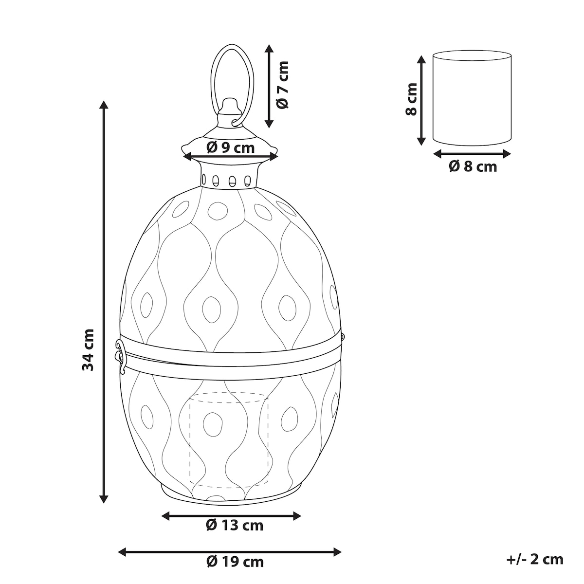 Lampion AMORGOS Metal 34 cm Złoty