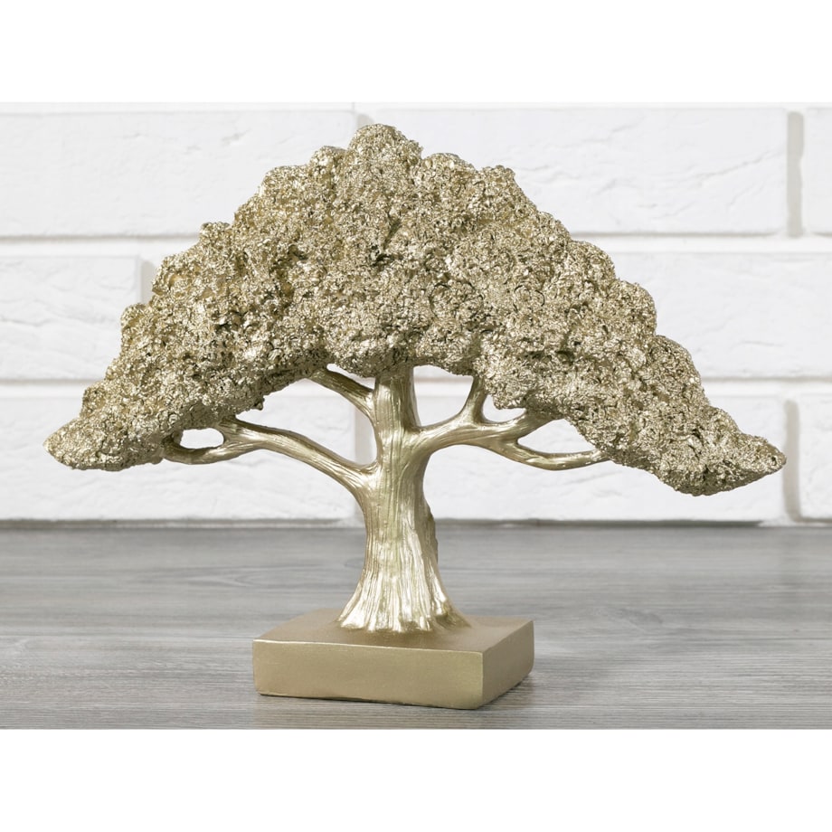 FIGURKA DRZEWO złota żywica syntetyczna wys. 22cm