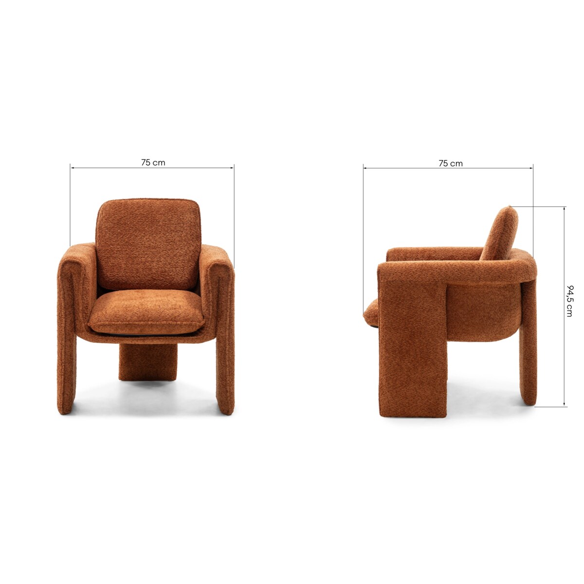 Krzesło tapicerowane CAMPINO miedziane 94,5x75x75 cm