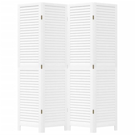 vidaXL Parawan pokojowy, 4-panelowy, biały, lite drewno paulowni