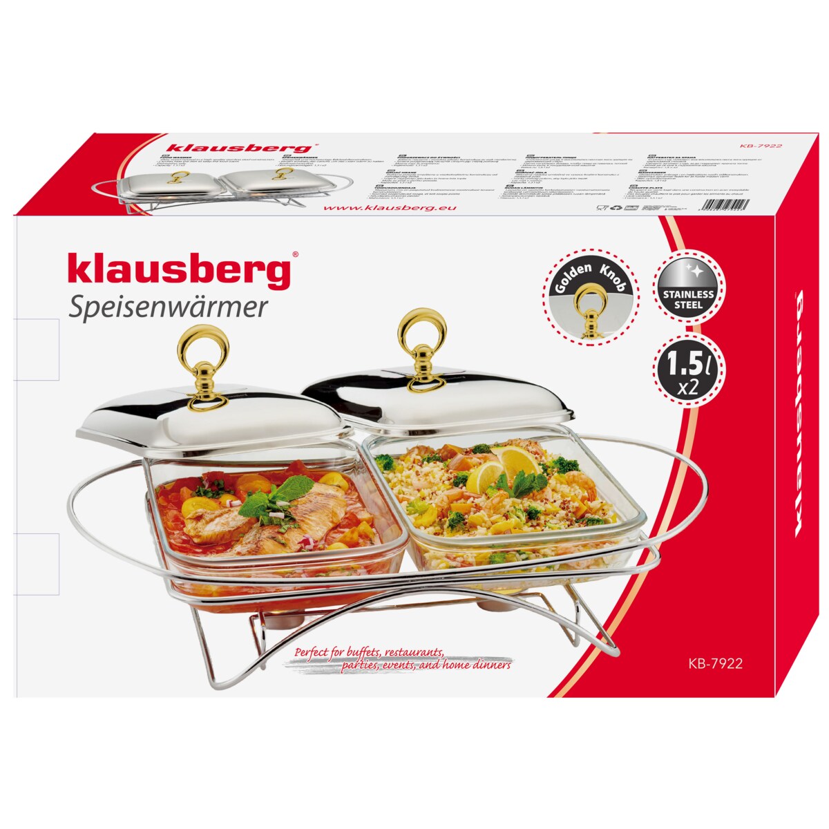 Podgrzewacz stołowy żaroodporny 2x1,5L KLAUSBERG