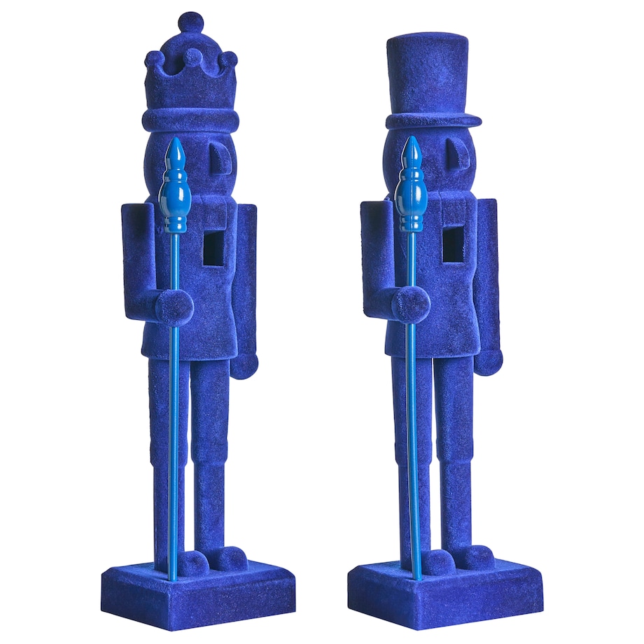 Zestaw 2 figurek dekoracyjnych FLATEY Dziadek do orzechów 40 cm Niebieski