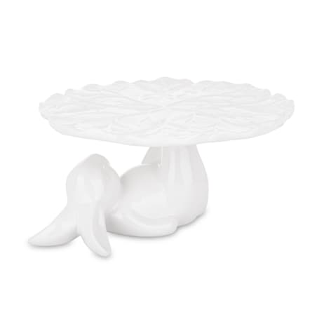 Patera biała z ceramiki z zajączkiem u podstawy 12,5x24x24 cm