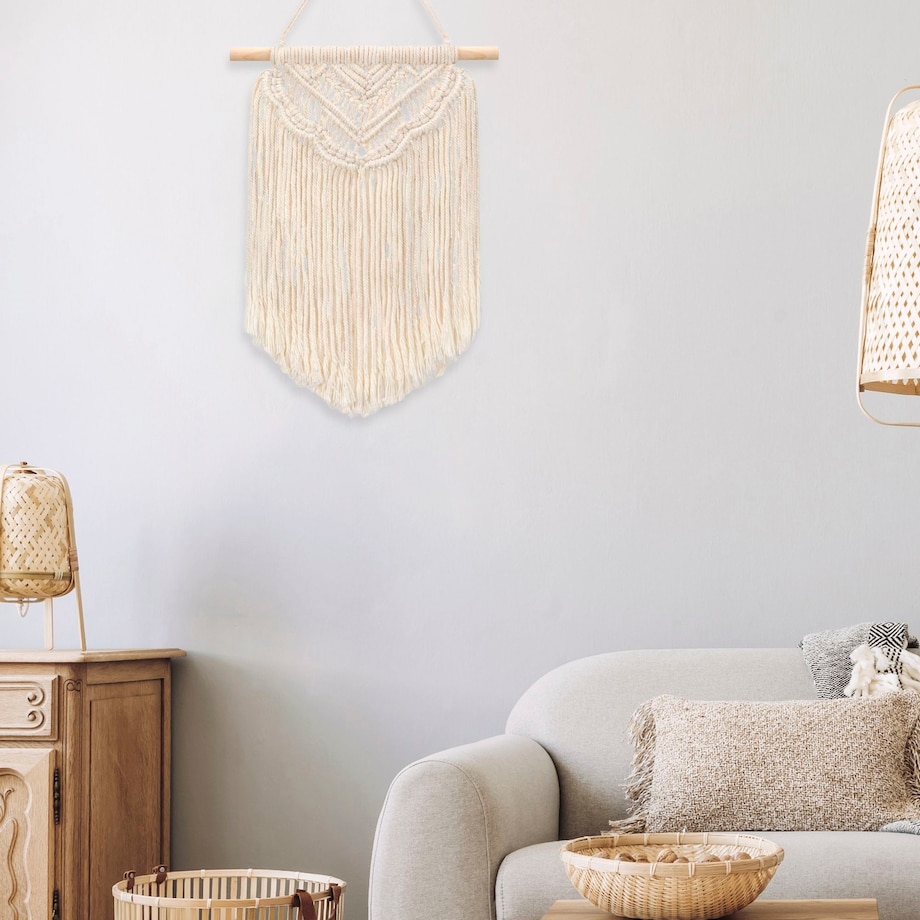 DEKORACJA ŚCIENNA BOHO MAKRAMA ECRU 322149