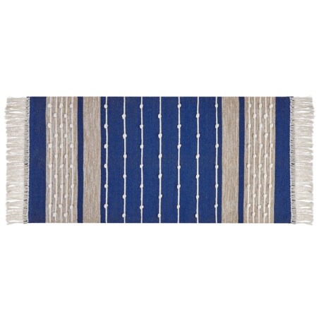 Dywan bawełniany 80 x 150 cm niebieski z beżowym KONDHALI