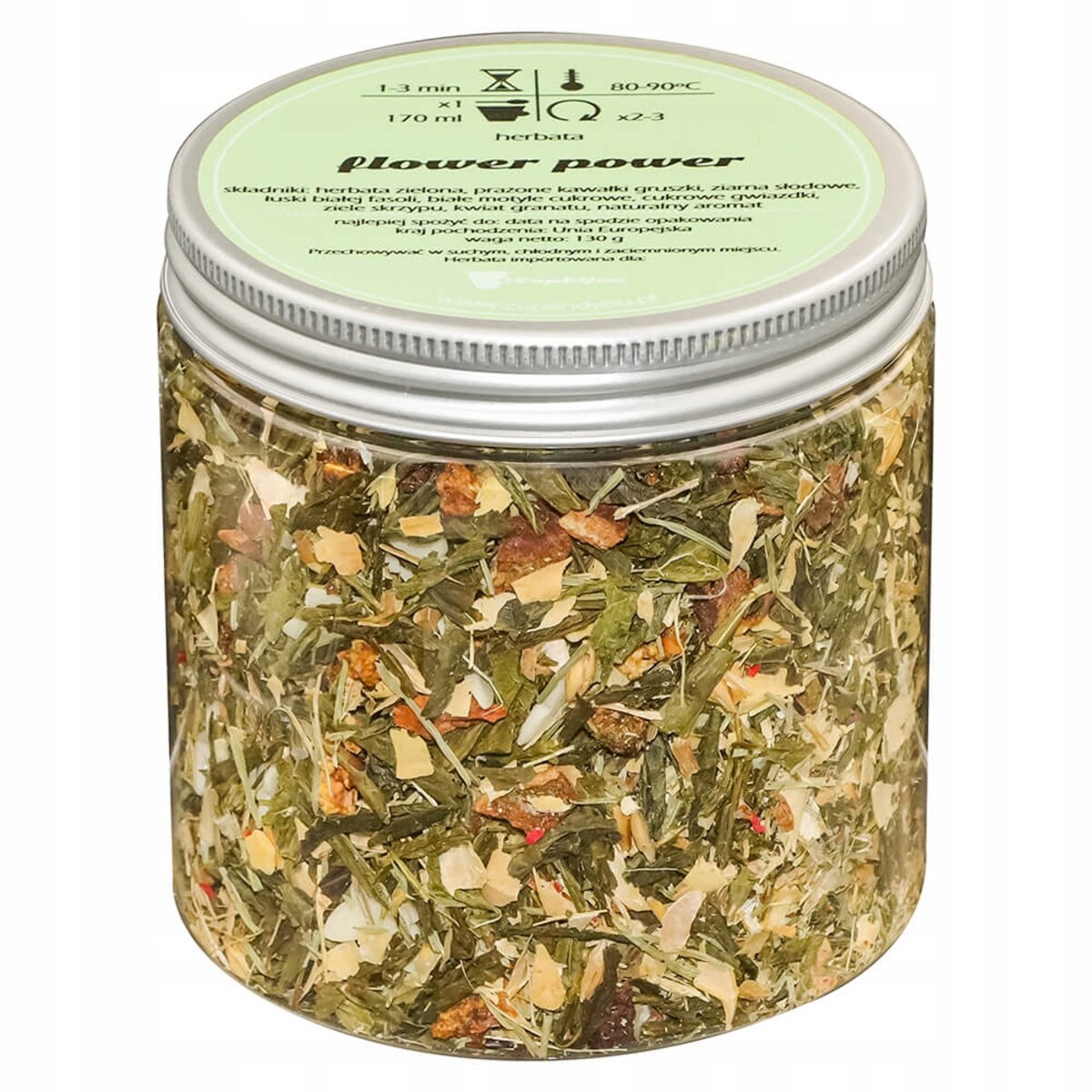 Herbata zielona FLOWER POWER o kwiatowym smaku z delikatną nutą owoców - herbata liściasta sypana mieszanka napar susz - gotowa na prezent upominek