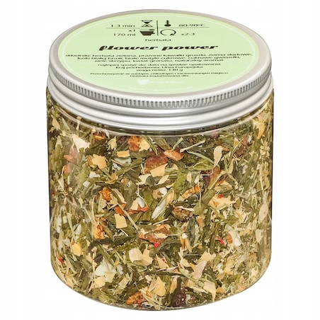 Herbata zielona FLOWER POWER o kwiatowym smaku z delikatną nutą owoców - herbata liściasta sypana mieszanka napar susz - gotowa na prezent upominek