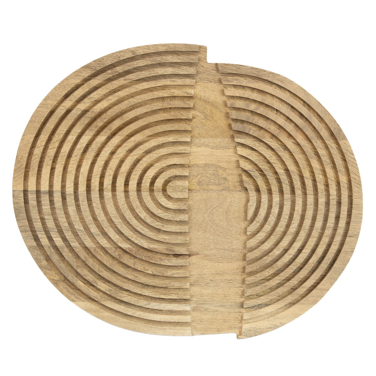 Deska Do Serwowania Drewniana Duża Okrągła Kuchenna Solidna 41X34 Cm Brązowa (Przecięta)