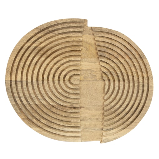 Deska Do Serwowania Drewniana Duża Okrągła Kuchenna Solidna 41X34 Cm Brązowa (Przecięta)