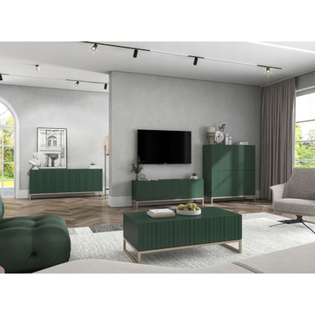 Komoda Glamour szafka RTV Glamour Butelkowa Zieleń 168 cm