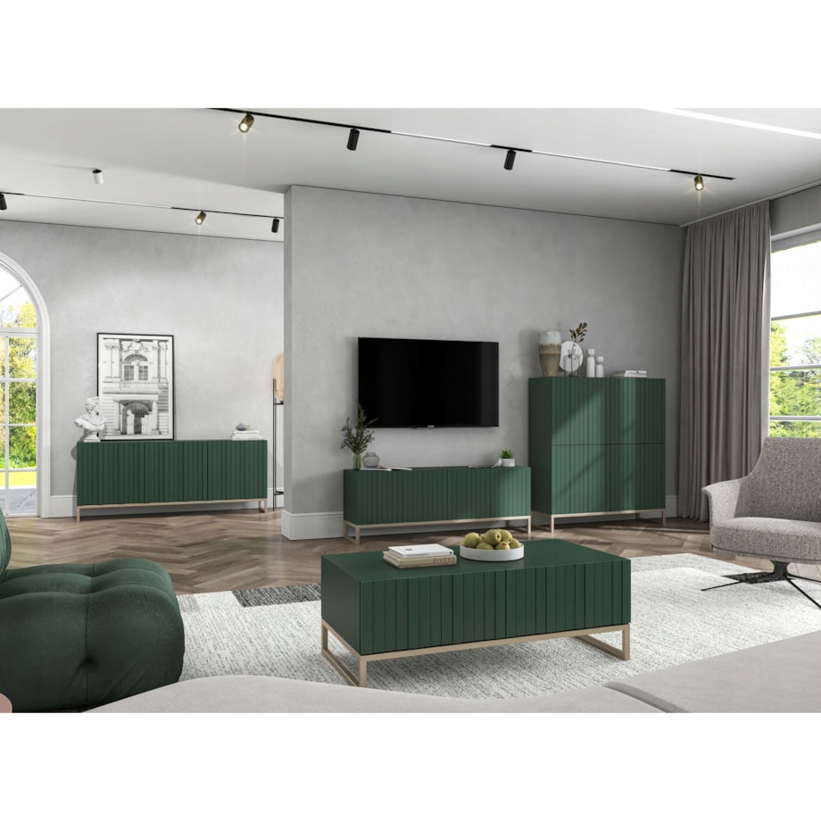 Komoda Glamour szafka RTV Glamour Butelkowa Zieleń 168 cm