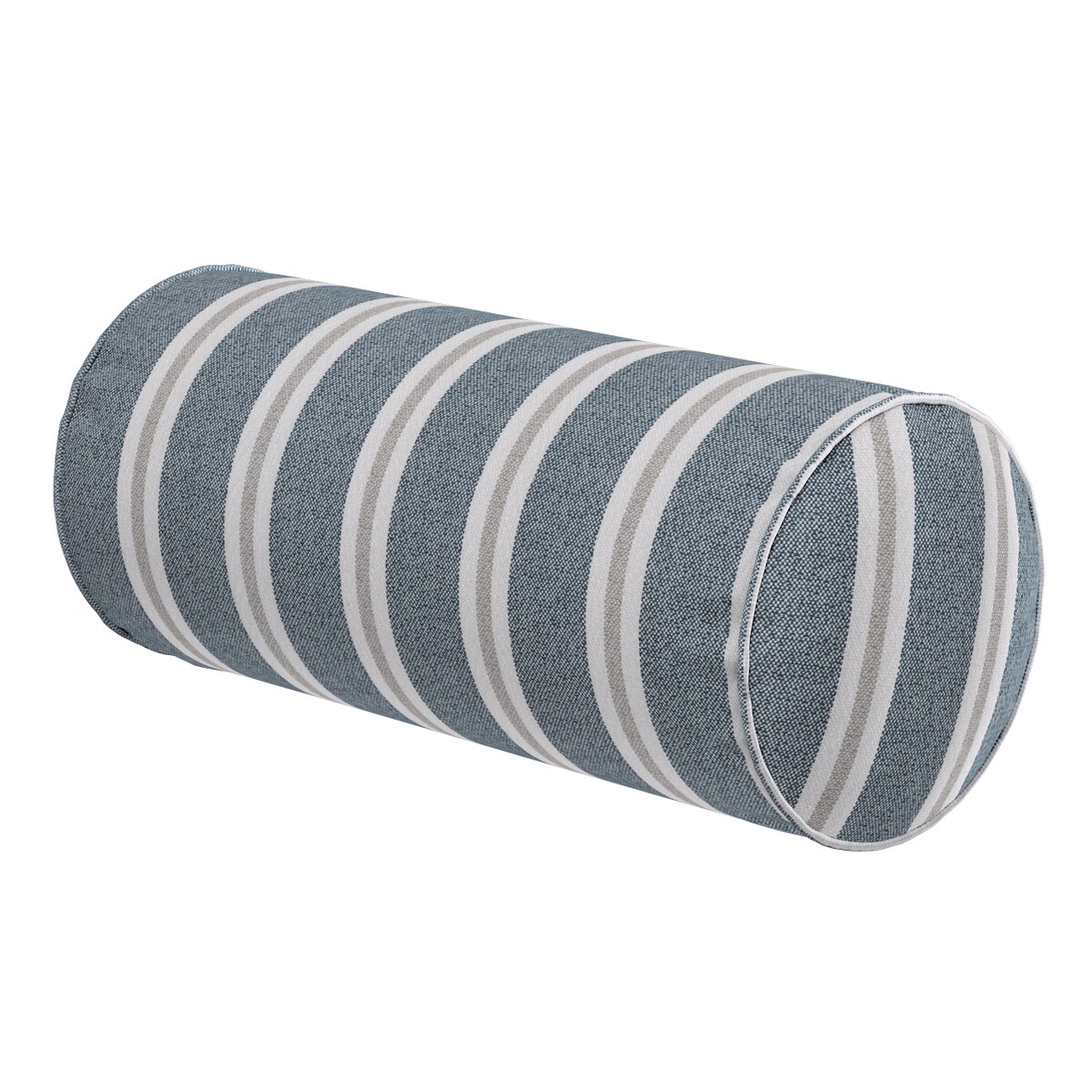 Poduszka wałek prosty, niebiesko-beżowe pasy, Ø16 x 40 cm, Scotti