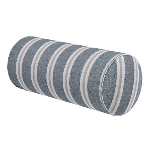 Poduszka wałek prosty, niebiesko-beżowe pasy, Ø16 x 40 cm, Scotti