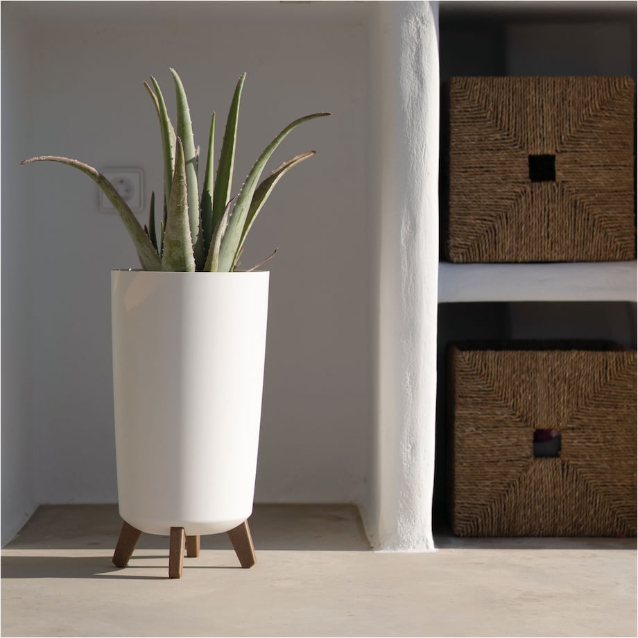 Donica Ogrodowa 23,9 Cm Na Nóżkach Wysoka Doniczka Dekoracyjna Biała