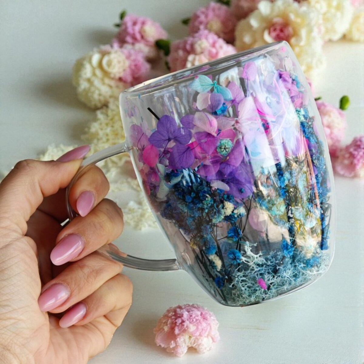 Szklanka termiczna z kwiatami w środku 300ml 1szt SZK194