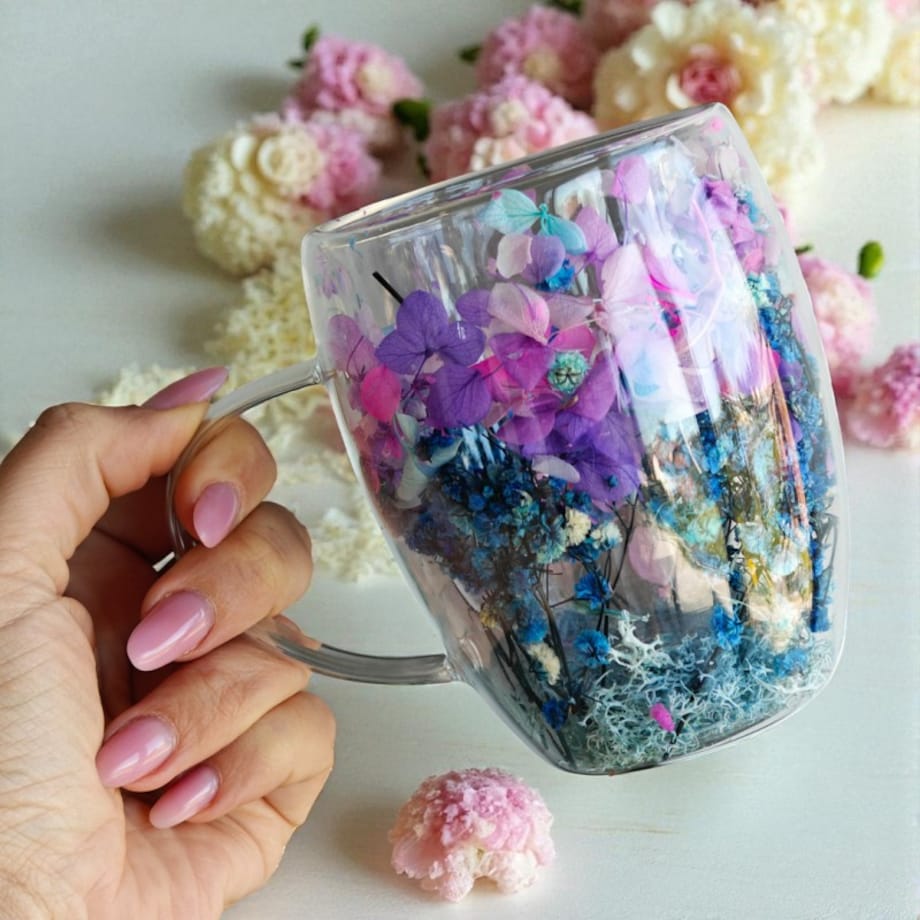 Szklanka termiczna z kwiatami w środku 300ml 1szt SZK194