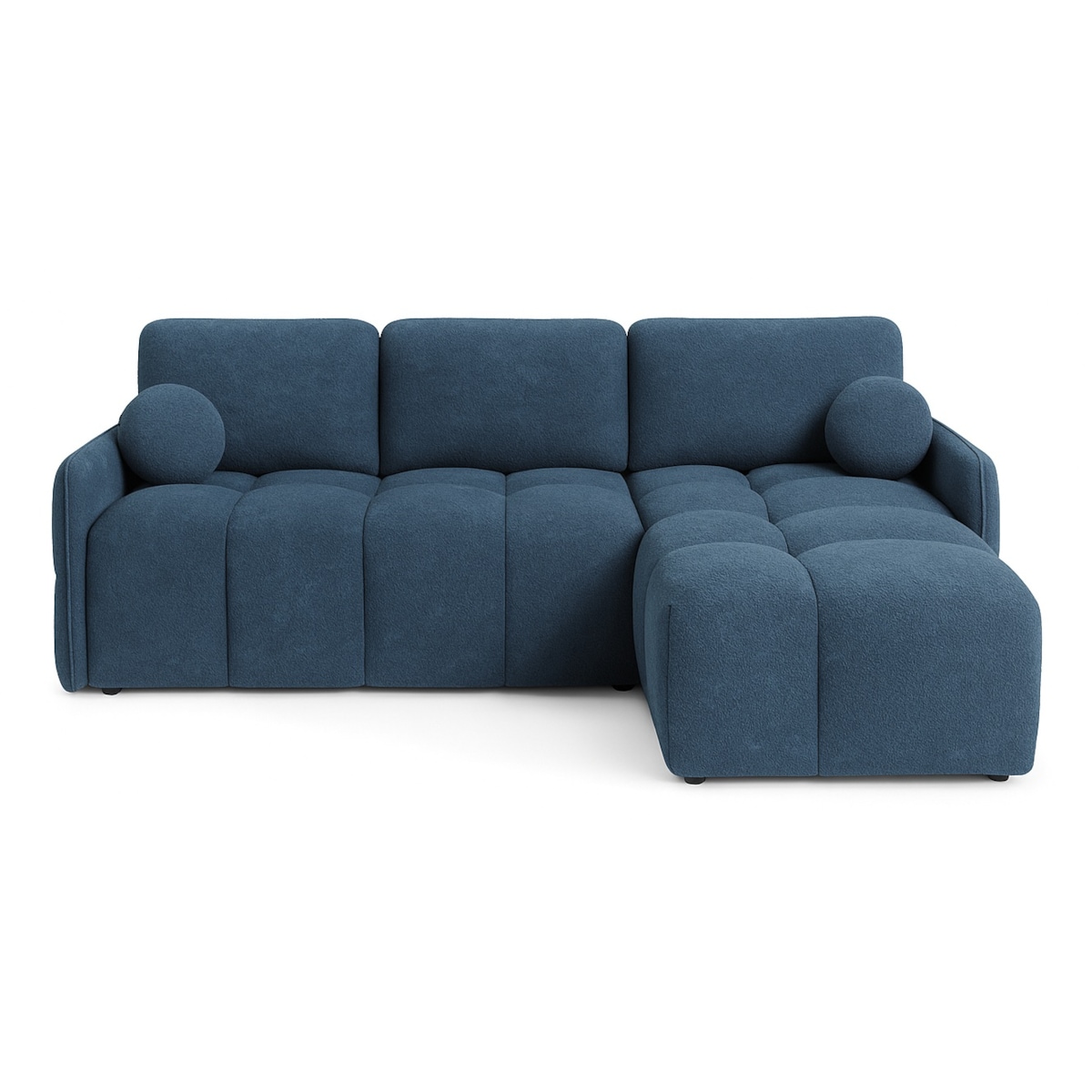 Narożnik MONO z funkcją spania i ozdobnymi poduszkami prawy, granatowy