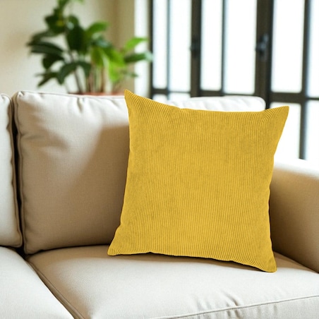 Żółta - miodowa sztruksowa poduszka dekoracyjna 50x50 Iga - duża