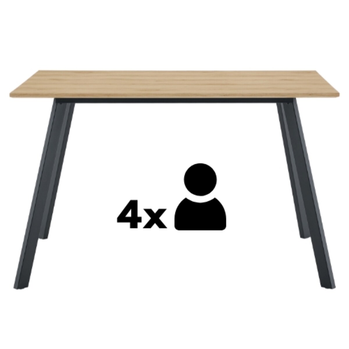 Stół prostokątny loft 120x80 Floriano, jasne drewno, czarne metalowe nogi