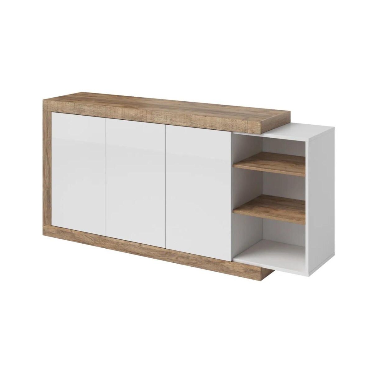 Komoda SINTRA 3D 180cm dąb samdal/biały połysk