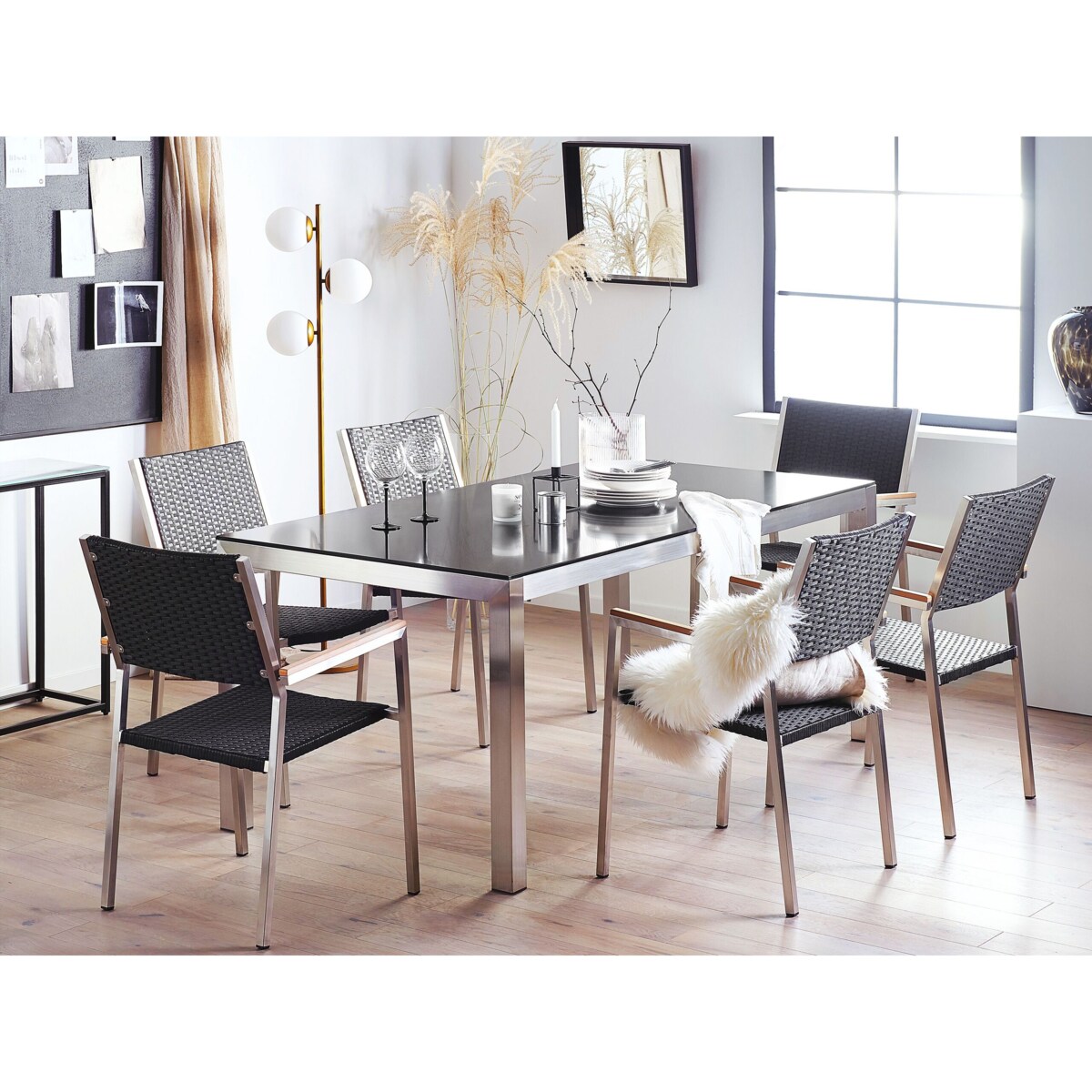 Stół ogrodowy granitowy 180 x 90 cm czarny GROSSETO