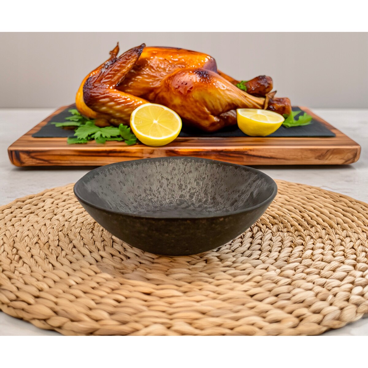 MISKA OBIADOWA 450ml talerz głęboki do zupy na owoce przekąski brązowa 18cm