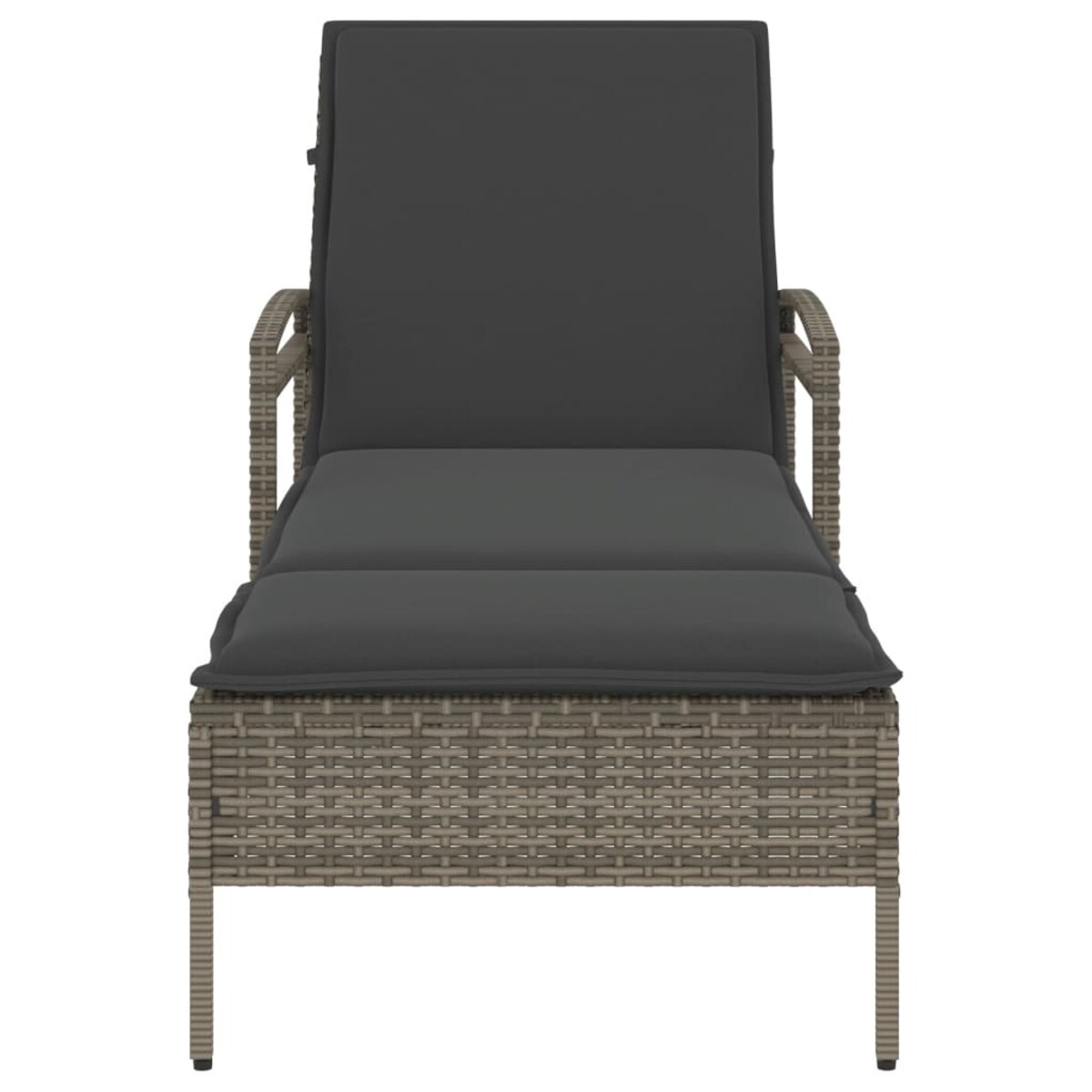 vidaXL Leżak z poduszką, szary, 63x200x81 cm, polirattan