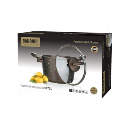 GARNEK TRADYCYJNY 3,75 L WYSOKI GRANITE BROWN do zupy rosołu na prezent