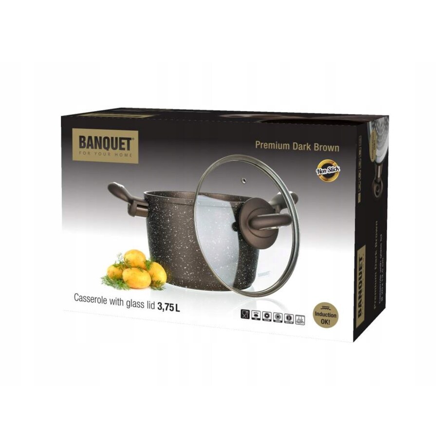 GARNEK TRADYCYJNY 3,75 L WYSOKI GRANITE BROWN do zupy rosołu na prezent