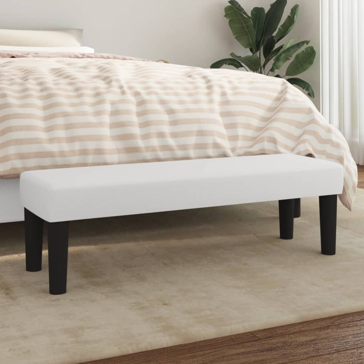 vidaXL Ławka, biała, 100x30x30 cm, tapicerowana sztuczną skórą