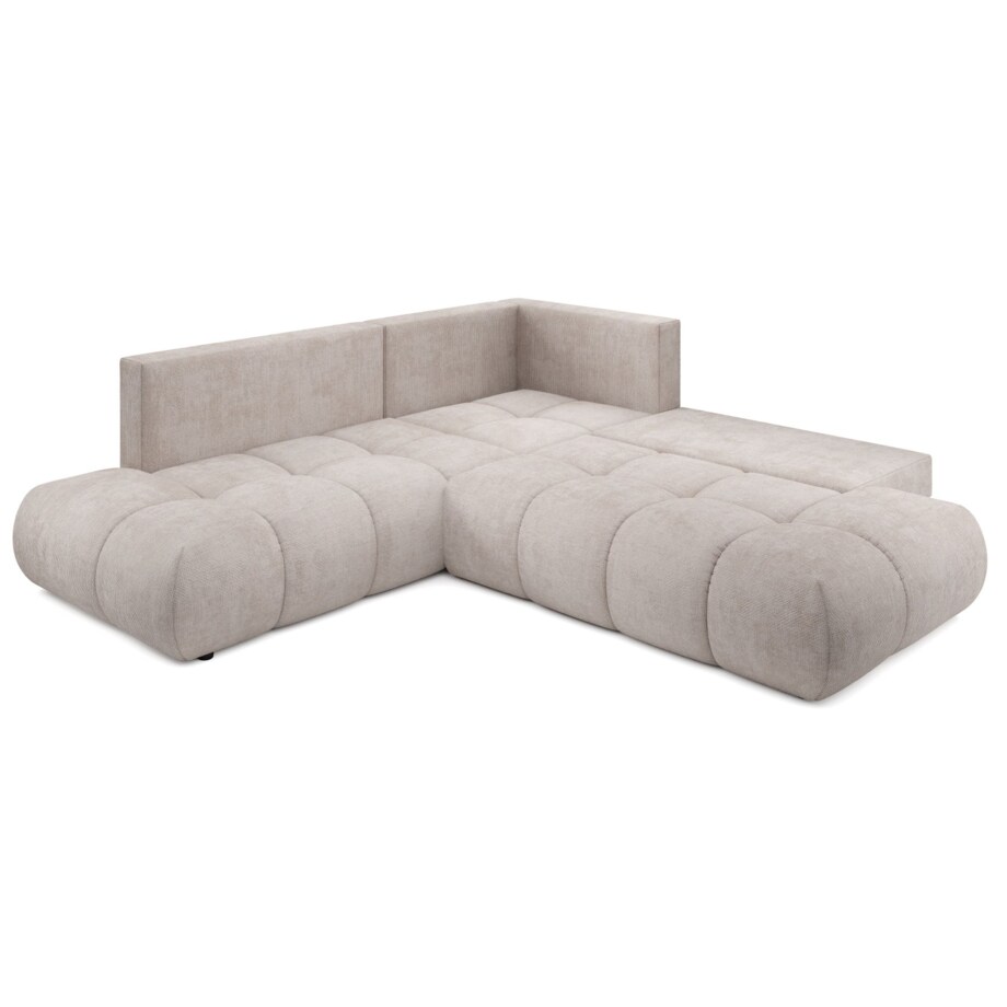 Narożnik pikowany, rozkładany z funkcją spania SOHI, Flow 03 - jasny beż