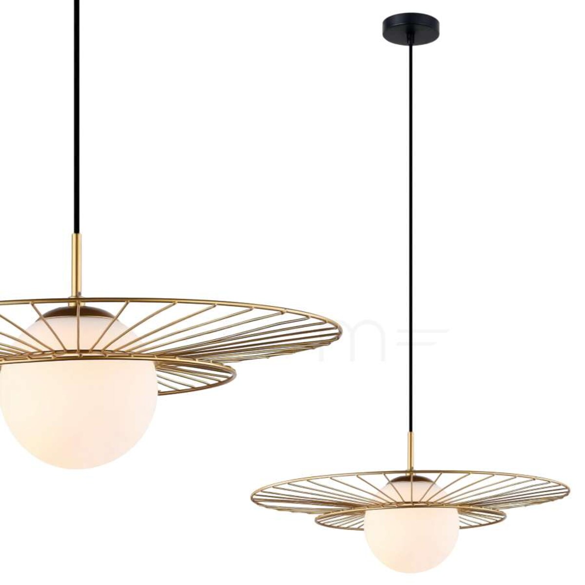 Druciana LAMPA wisząca ALISON MDM-4001/1 GD Italux okrągła OPRAWA szklana kula ball ZWIS loft złoty biały