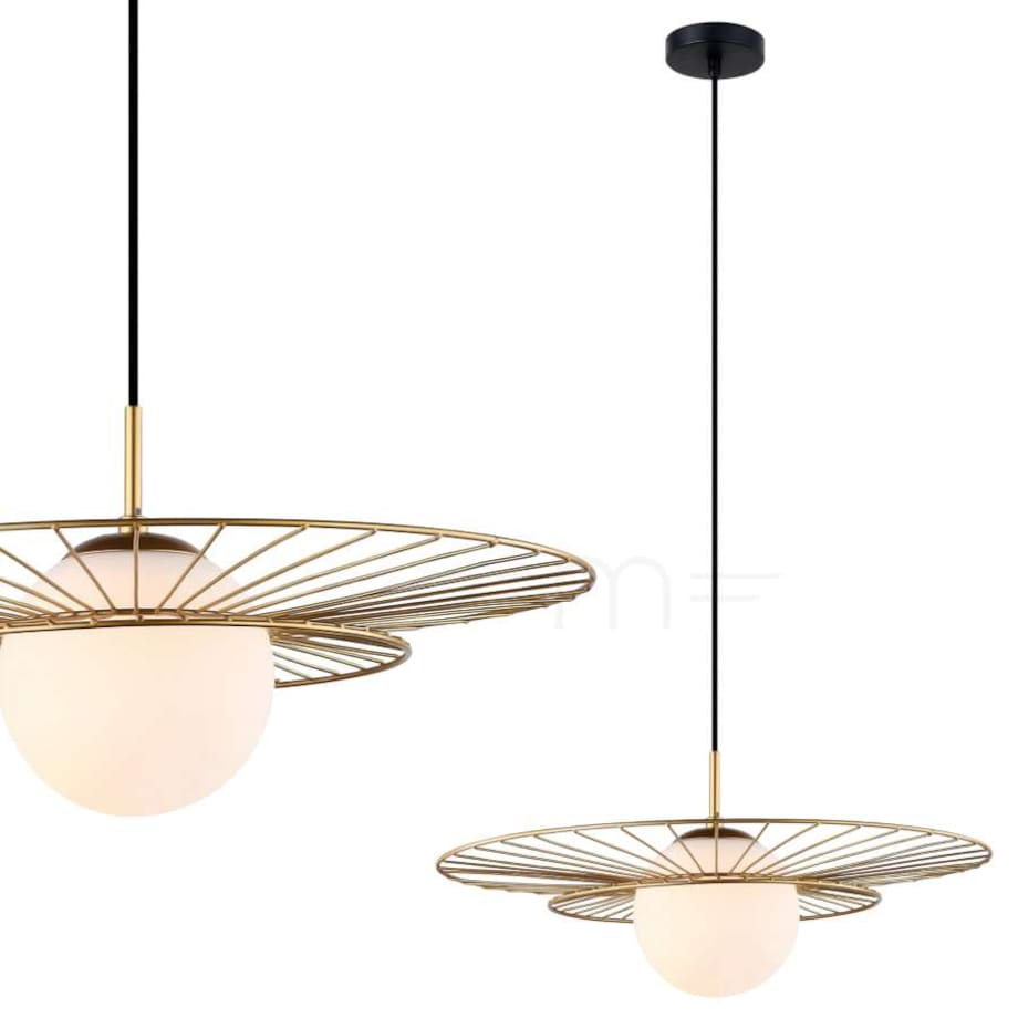 Druciana LAMPA wisząca ALISON MDM-4001/1 GD Italux okrągła OPRAWA szklana kula ball ZWIS loft złoty biały